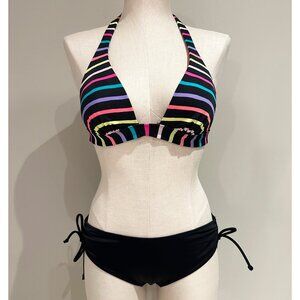 Victoria's Secret Bikini Swimsuit Set Womens Size M Multicolored Stripes